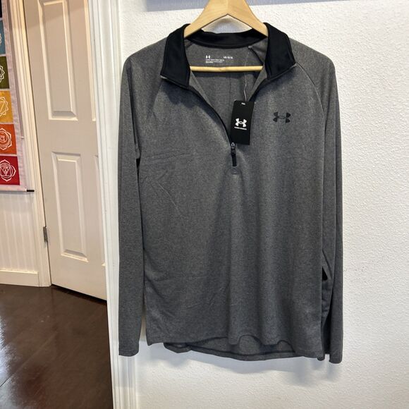 Under Armour Mens Tech 1/2 Half Zip Top Gym Training Running Golf Gray Large New - Picture 5 of 13